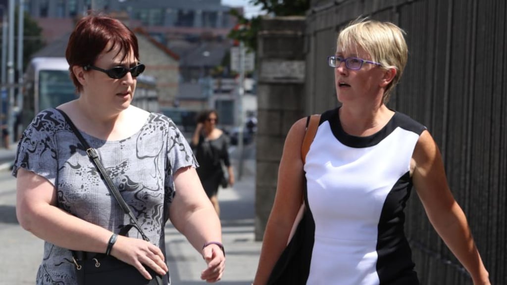 Patricia Frost (left) and her solicitor Cathy McDarby pictured leaving the Four Courts on Tuesday. Photograph: Collins Courts.