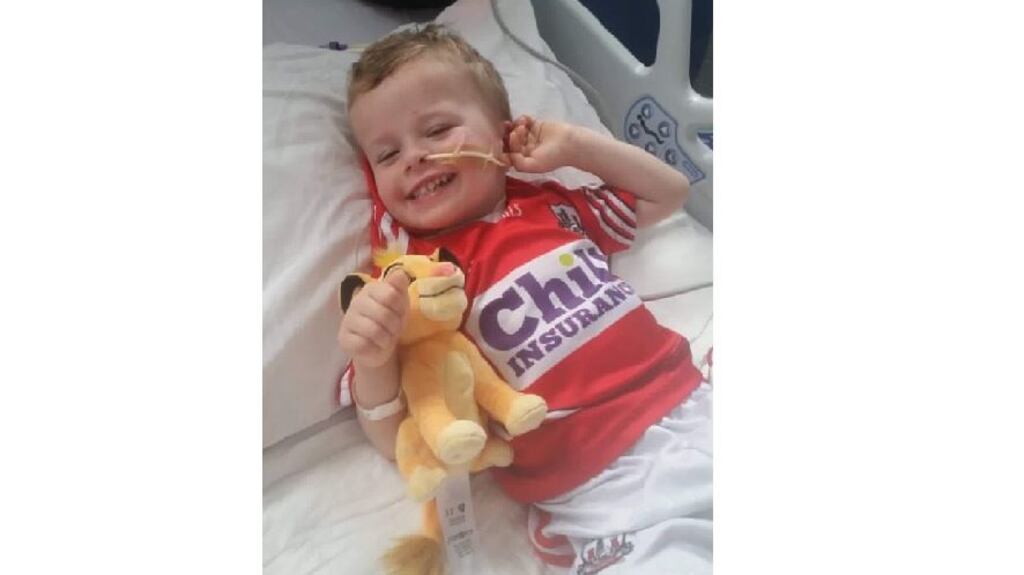 Zac Higgins (2) pictured at Temple Street Children’s University Hospital in Dublin. Photograph: Courtesy of Cork’s Red FM