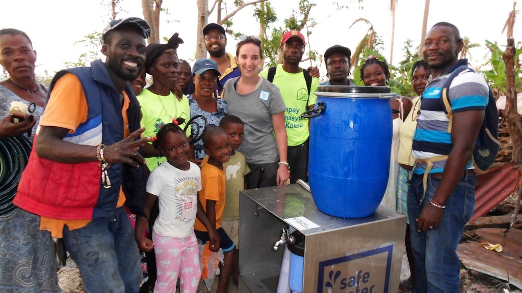 A community committee in Haiti with the Safe Water Cube