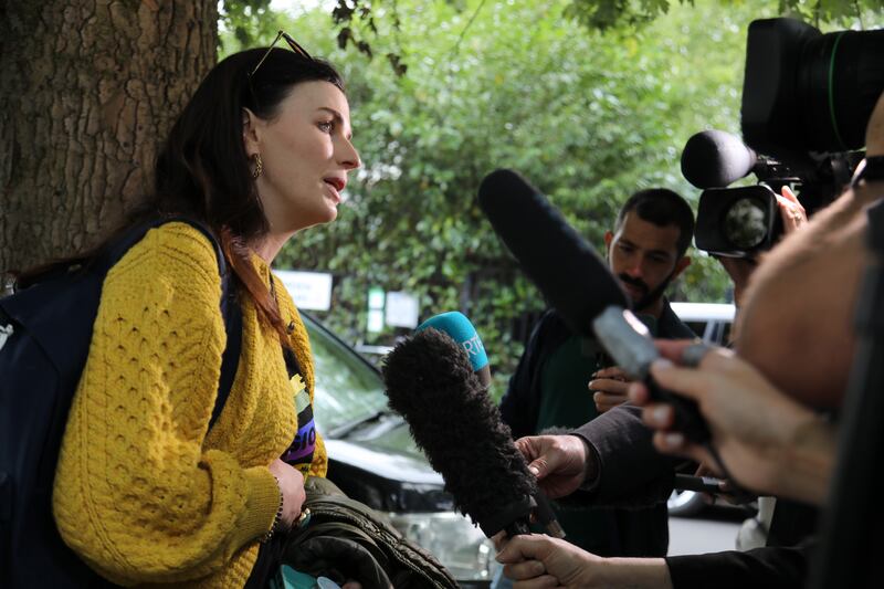 Aisling Bea arrives at the tribute for Sinéad O'Connor at the London Irish Centre. Photograph: Joanne O'Brien