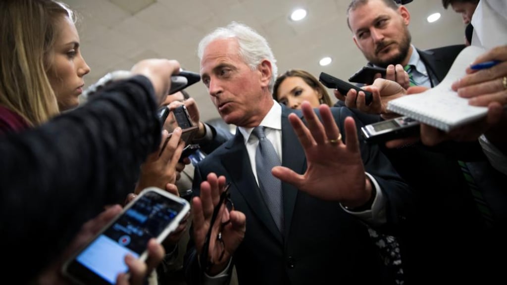 Trump Twitter feud: the president said the Republican senator Bob Corker “couldn’t get elected dog catcher in Tennessee”. Photograph: Shawn Thew/EPA