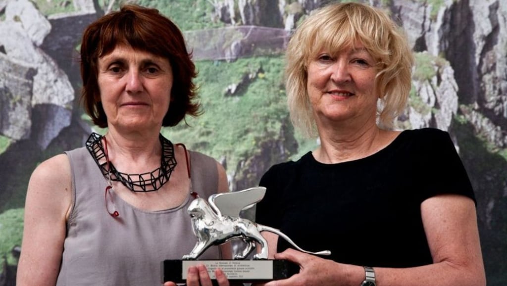 Roisin Heneghan left and Susan Keating photographed in the National Gallery of Ireland at the launch of the Ireland at Venice Architecture exhibition in the 13th Architecture Biennale in Venice.Photograph: Brenda Fitzsimons / THE IRISH TIMES