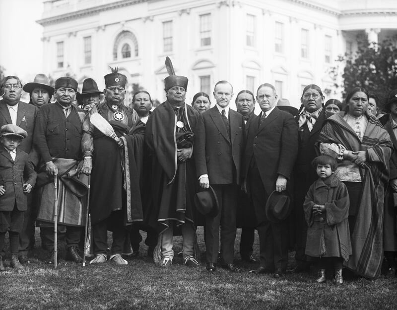 Killers of the Flower Moon: members of the Osage Nation with President Coolidge at the White House in 1924. Photograph: Bettmann/Getty