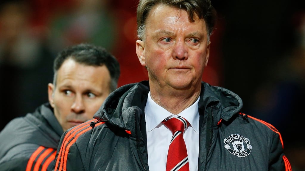 Manchester United manager Louis van Gaal remains under pressure following his side’s exit from the Europa Cup on Thursday. Photograph. Reuters.