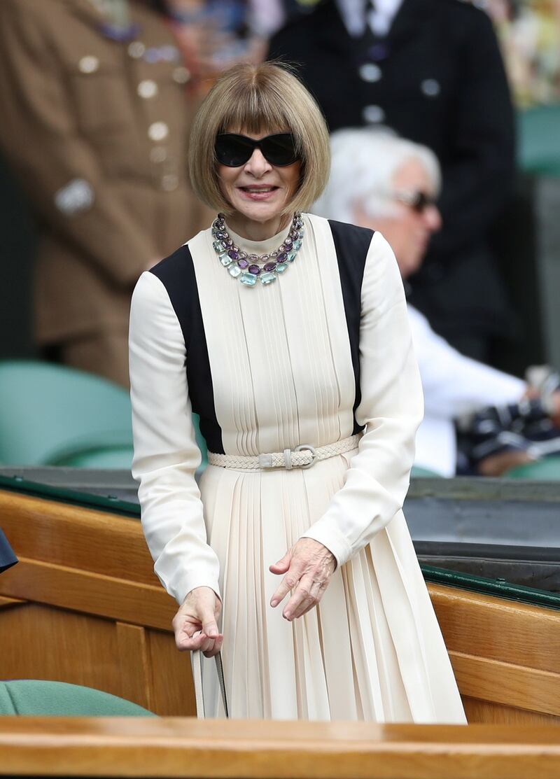 Anna Wintour in the Royal Box before the start of play on centre court. Photograph: Carl Recine/Reuters