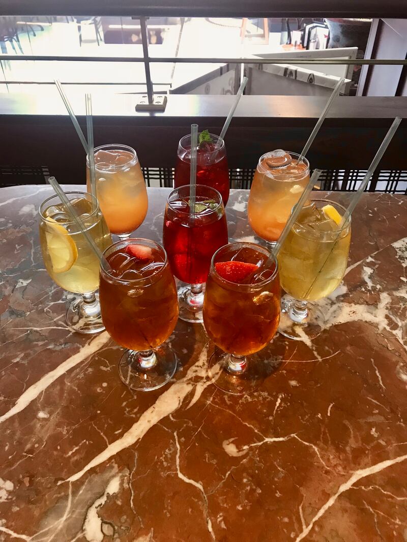 A selection of cold brewed iced teas at Bewley's of Grafton Street