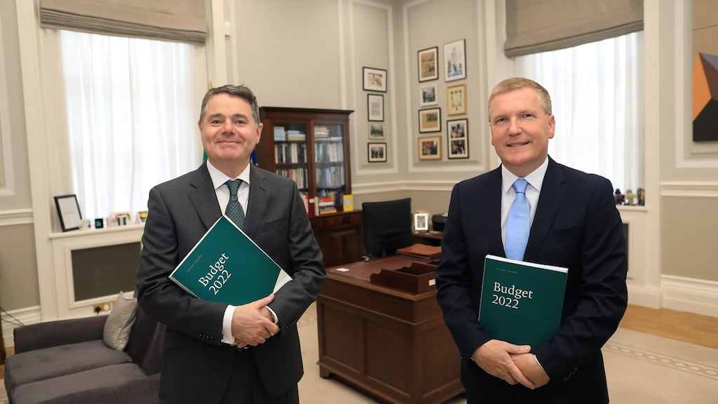 Minister for Finance Paschal Donohoe and Minister for Public Expenditure and Reform Michael McGrath at Government Buildings on Tuesday. Photograph: Julien Behal/PA Wire