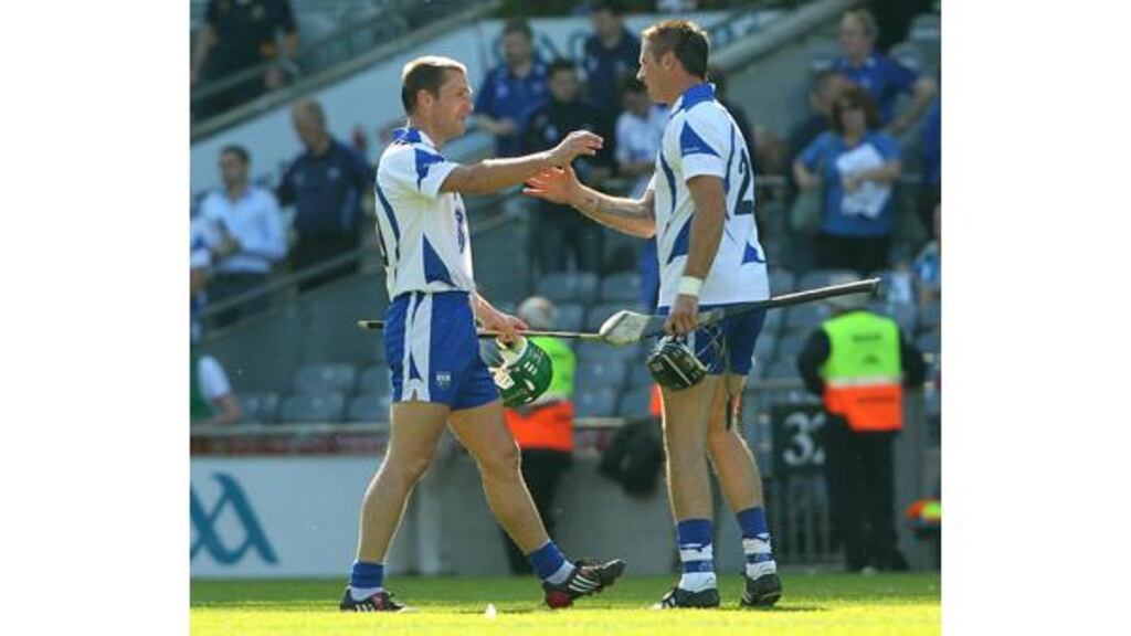 Dan Shanahan (right) commiserates with Ken McGrath at the end of last Sunday's semi-final. The 33-year-old has announced his inter-county retirement. Photograph: Lorraine O'Sullivan/Inpho