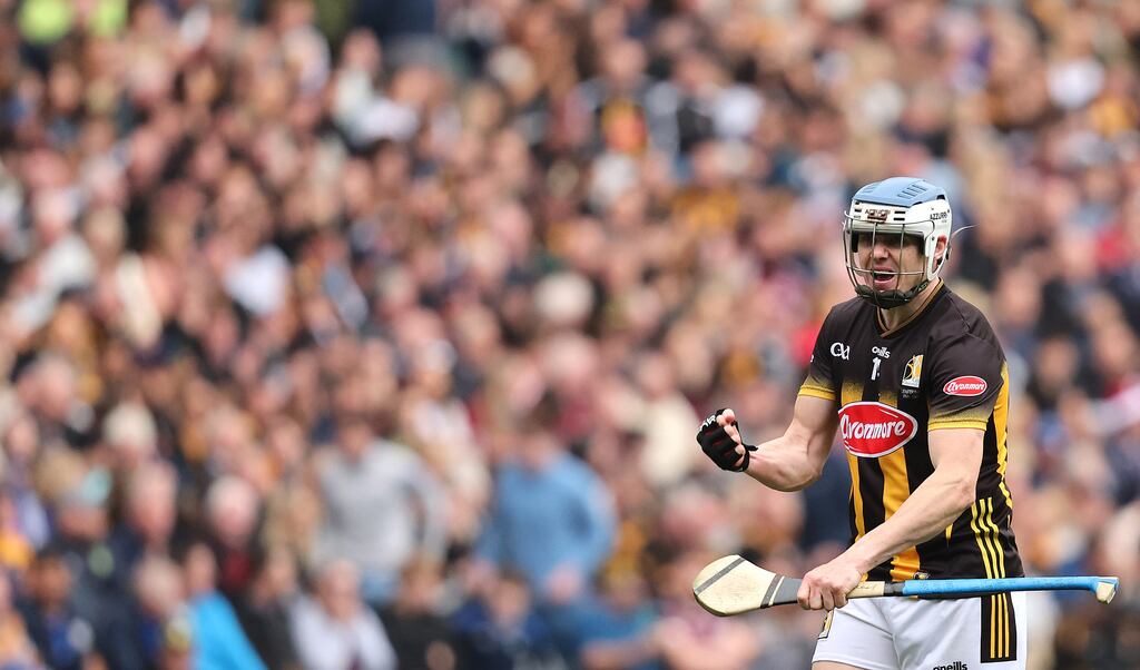 Kilkenny's TJ Reid celebrates scoring a goal against Galway in the Leinster SHC final. Photograph: Bryan Keane/Inpho