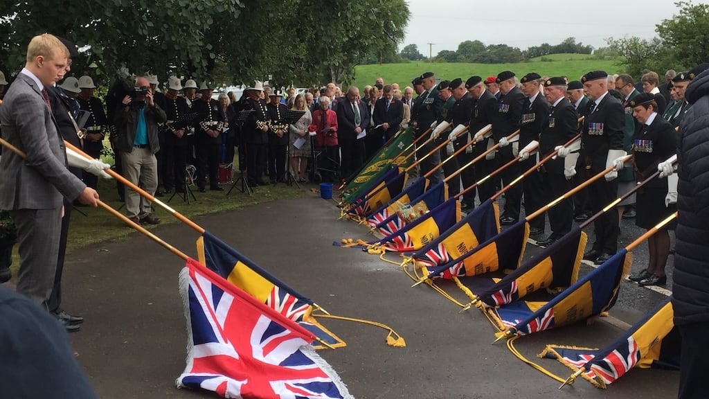 The 30th anniversary service for eight soldiers killed in the Ballygawley bus bombing, at which a new memorial was unveiled. Photograph: Michael McHugh/PA Wire
