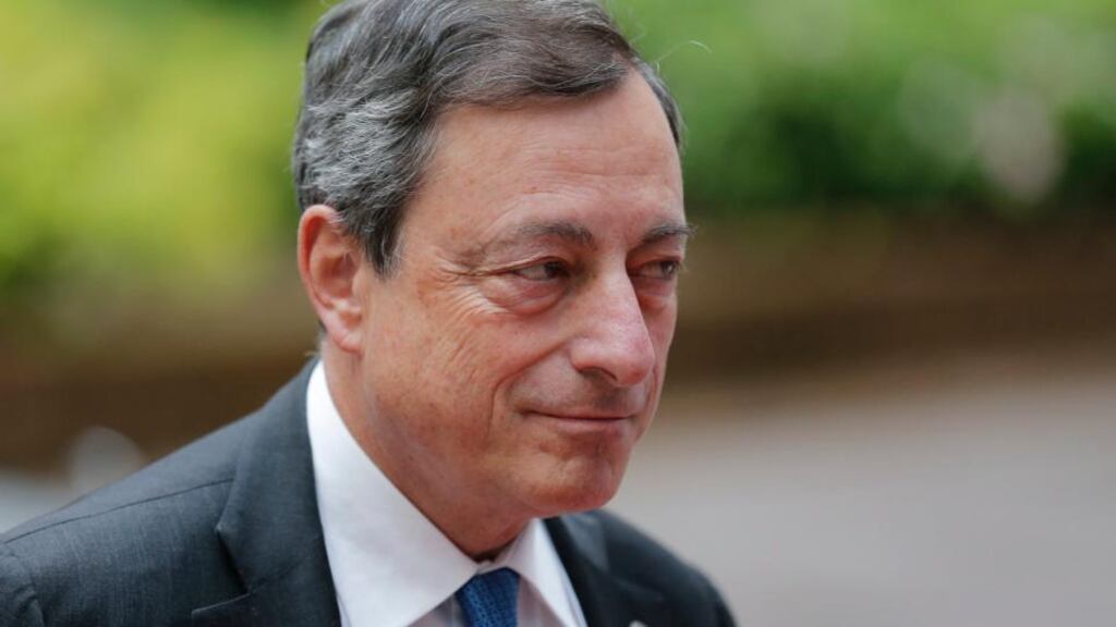 ECB president Mario Draghi arrives at an emergency eurogroup heads of state meeting on Greece  in Brussels. Photograph: Julien Warnand/EPA