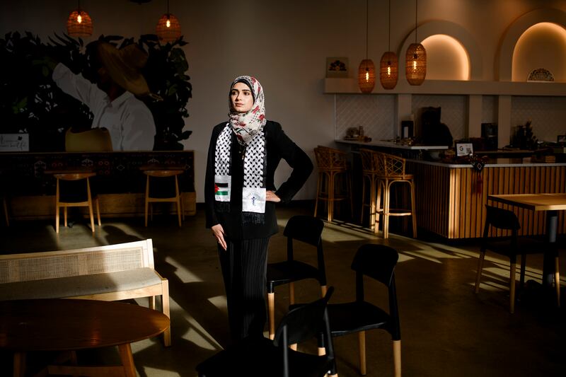 Haneen Mahbuba at a coffeeshop in Dearborn Heights, Michigan this week. Photograph: Brittany Greeson/New York Times