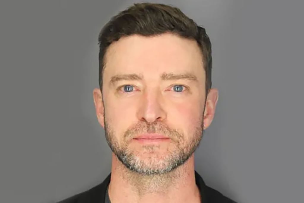 Justin Timberlake shown in a booking photo issued by police in the United States. Photograph: Sag Harbor Police Department via Getty Images