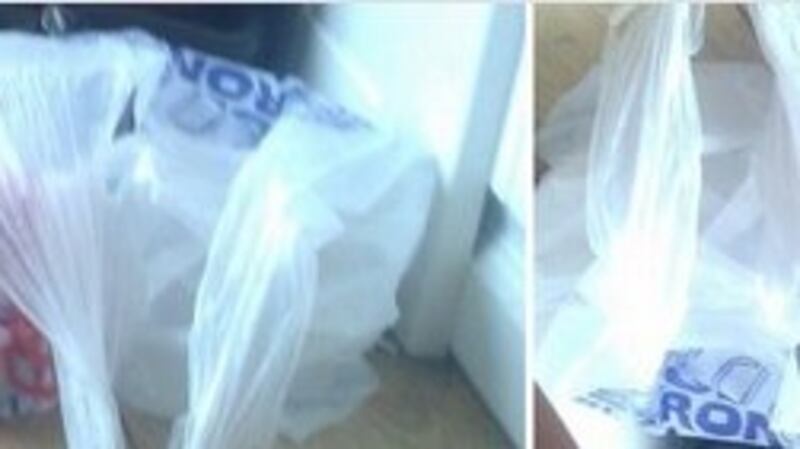 One of the images released by Europol in which a shopping bag is visible.The agency is asking of people on social media know which shop it is from? Photograph via Europol
