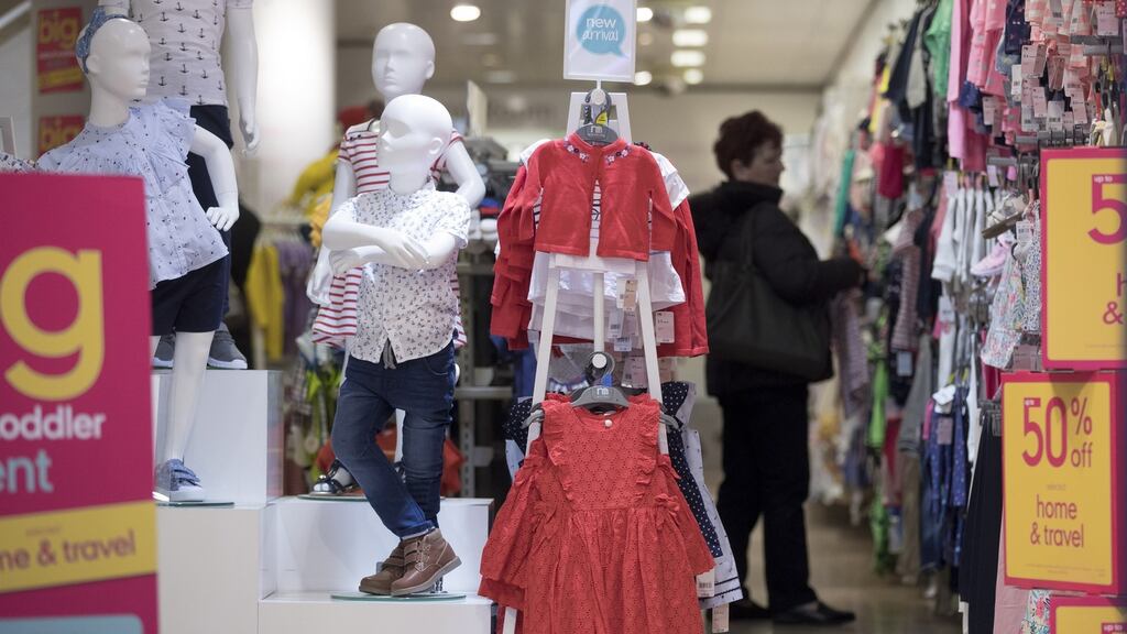 Children’s clothing on sale inside a Mothercare store. Photograph: Jason Alden/Bloomberg