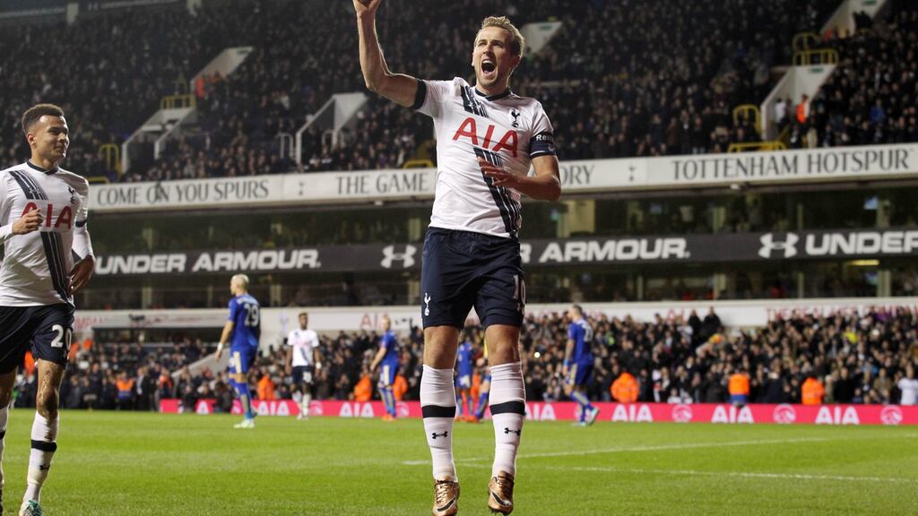 Harry Kane’s late penalty gave Spurs a 2-2 draw with Leicester City in the FA Cup third round. Photograph: Getty