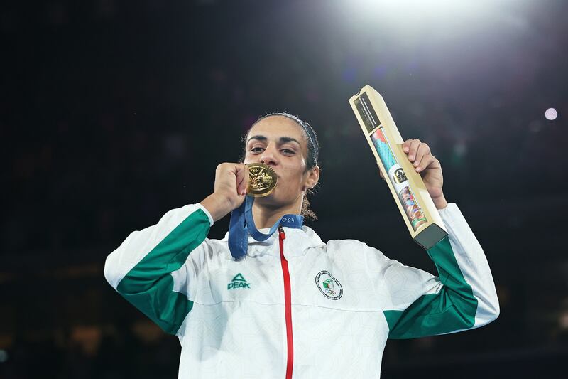 Algeria's Imane Khelif won gold in the women's 66kg event at the Paris Games. Photograph: Richard Pelham/Getty
