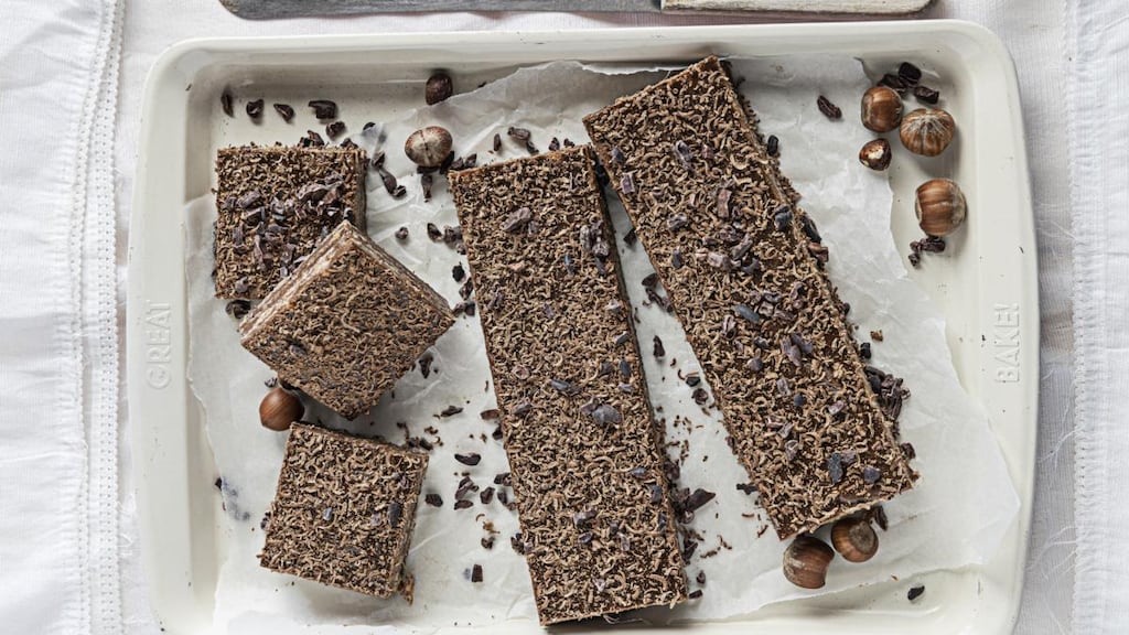 Mocha cream meringue squares. Photograph: Harry Weir