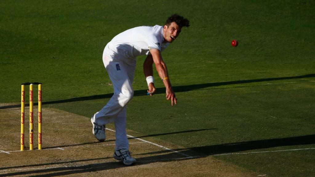 England fast bowler Steven Finn in action during the first day of the third Test against South Africa at Wanderers Stadium in Johannesburg. Photograph: Julian Finney/Getty Images