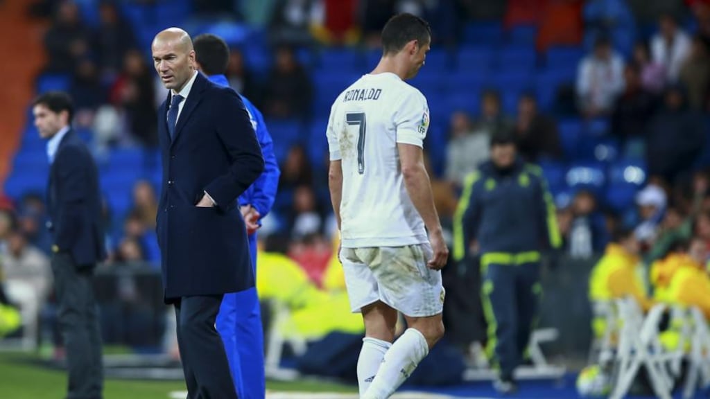 Cristiano Ronaldo limped off during Real Madrid’s win over Villarreal. Photograph: Getty