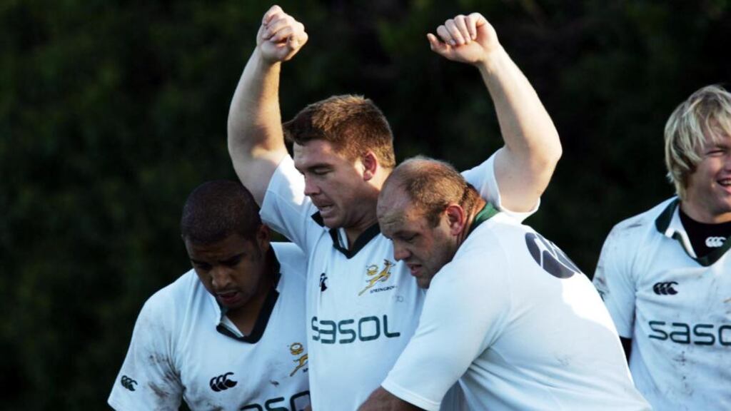 Former South Africa captain John Smit (centre) will return to the Sharks as chief executive. Photograph: Cyril Byrne/The Irish Times