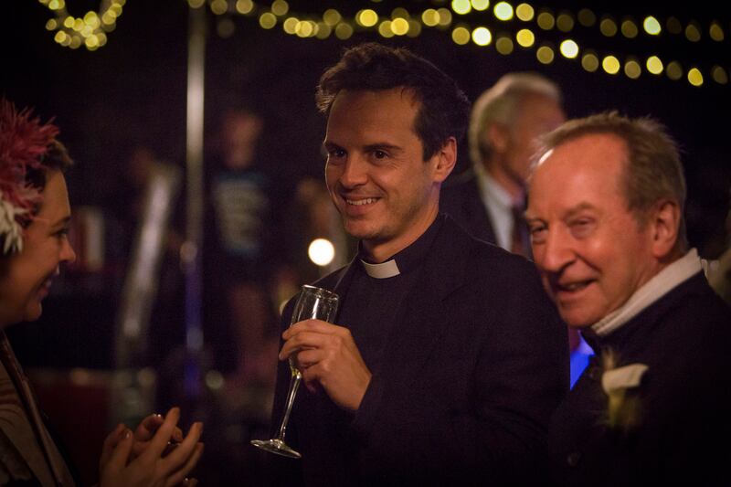 The Hot Priest: Andrew Scott with Olivia Colman and Bill Paterson in Fleabag. Photograph: Luke Varley/Two Brothers/BBC