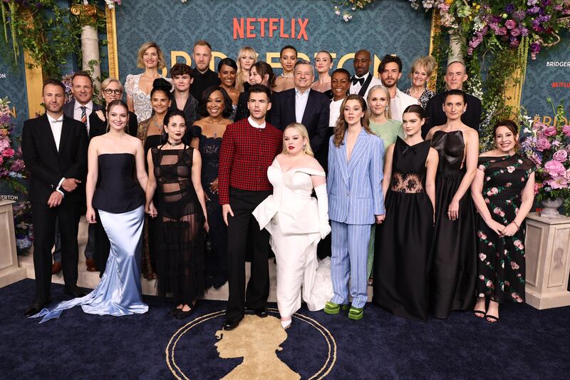 Cast and crew of Netflix's Bridgerton at the season 3 premier in New York. Photograph: Jamie McCarthy/Getty Images
