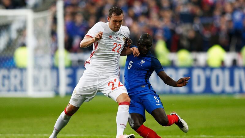 Sakho in action for France against Russia during a friendly ahead of Euro 2016. Photo: Getty Images