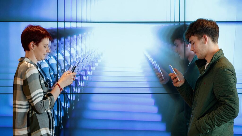 Rachel O’Neill and Alex Deane at the launch of the ‘Think Before You Share’ online safety guide for young people by Facebook and SpunOut.ie. Photograph: Andres Poveda