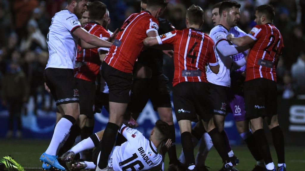 Dundalk and Derry City renew rivalry at the Brandywell Stadium. Photograph: Ciarán Culligan/Inpho
