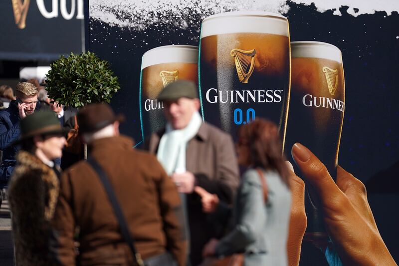 An advert for Guinness's zero alcohol beer at Cheltenham Racecourse earlier this year. Photograph: Mike Egerton/PA
