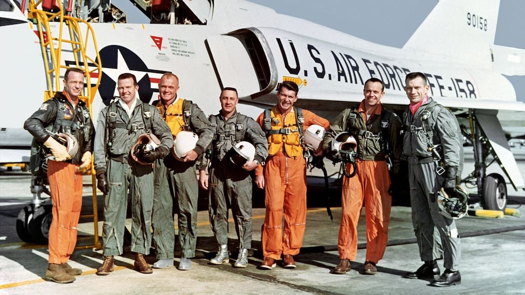 The Mercury Seven – Scott Carpenter, Gordon Cooper, John Glenn, Gus Grissom, Wally Schirra, Alan Shepard and Deke Slayton – in Tom Jennings’s The Real Right Stuff
