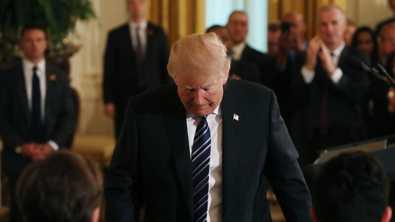 US president Donald Trump said the shooting in Texas was heartbreaking. Photograph: Mark Wilson/Getty Images