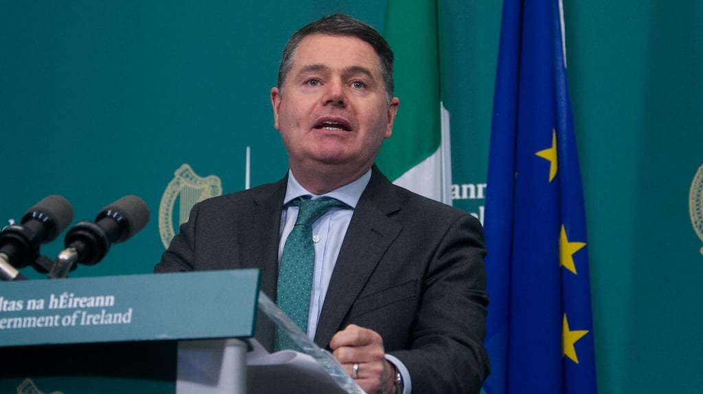 Paschal Donohoe: ‘It is highly likely that the vast majority of employers who have claimed Covid-19 wage supports have not had the wherewithal to pay dividends during the period of the pandemic.’ Photograph: Gareth Chaney /Collins Photos