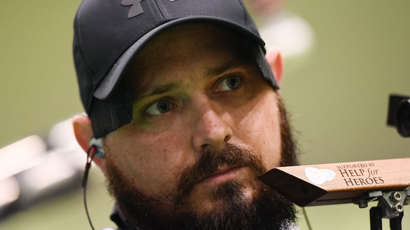 Ireland’s Phil Eaglesham before his round in the Mixed 10m Air Rifle Prone SH2 Qualifier at the the Rio Paralympic Games. Photograph: Diarmuid Greene/Sportsfile