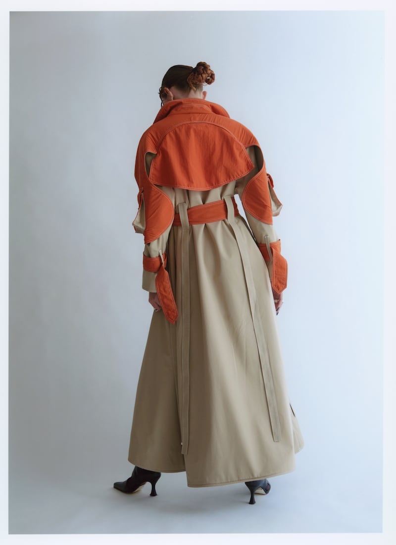 Gallantry statement coat in camel and amber (€1,120) from Macbees Killarney