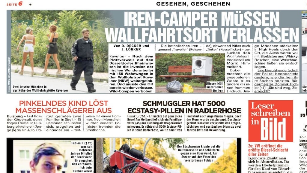 Bild story on gathering of Irish Travellers in Düsseldorf: “Someone in the town hall had the foresight to get an Irish person to talk to the Travellers.”