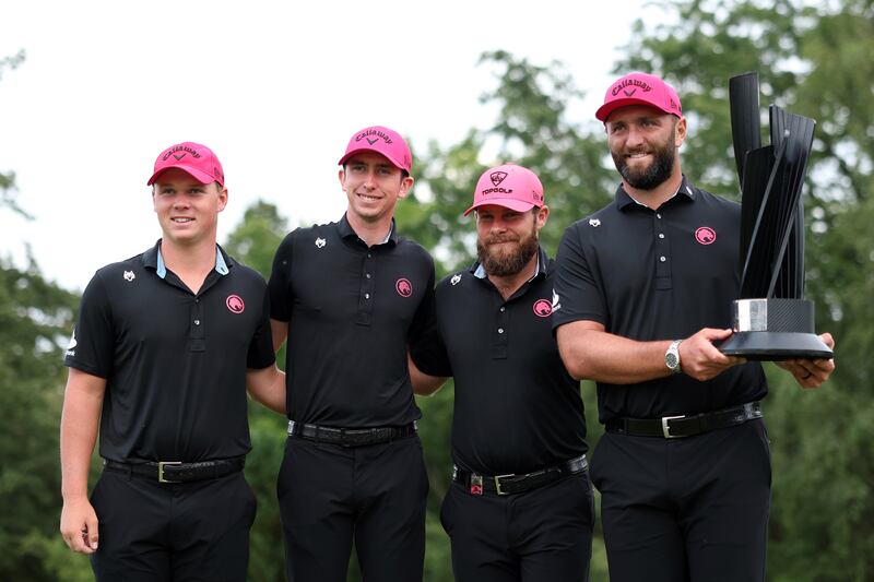 Legion XIII's Caleb Surratt, Tom McKibbin, Tyrrell Hatton and captain John Rahm. Photograph: Jan Kruger/Getty Images