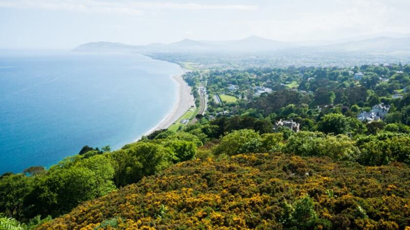 A view from Killiney Hill over the skyline of Dublin, Ireland
