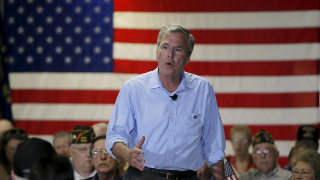 Republican presidential candidate Jeb Bush speaks during a town hall campaign stop in Hudson, New Hampshire. Photograph: Brian Snyder/Reuters
