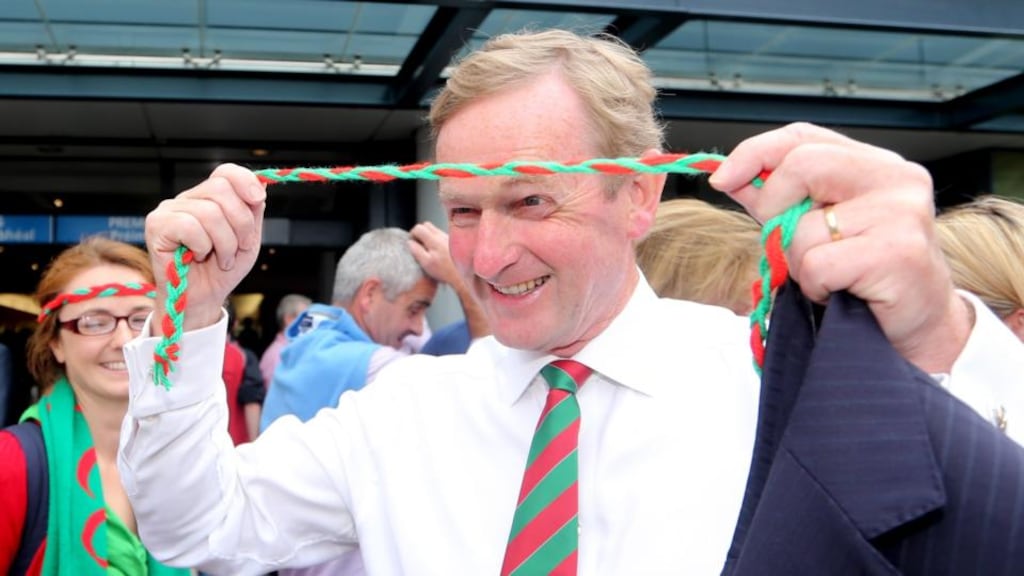 Taoiseach and Mayo native Enda Kenny nails his footballing colours to the mast. Photograph: James Crombie/Inpho