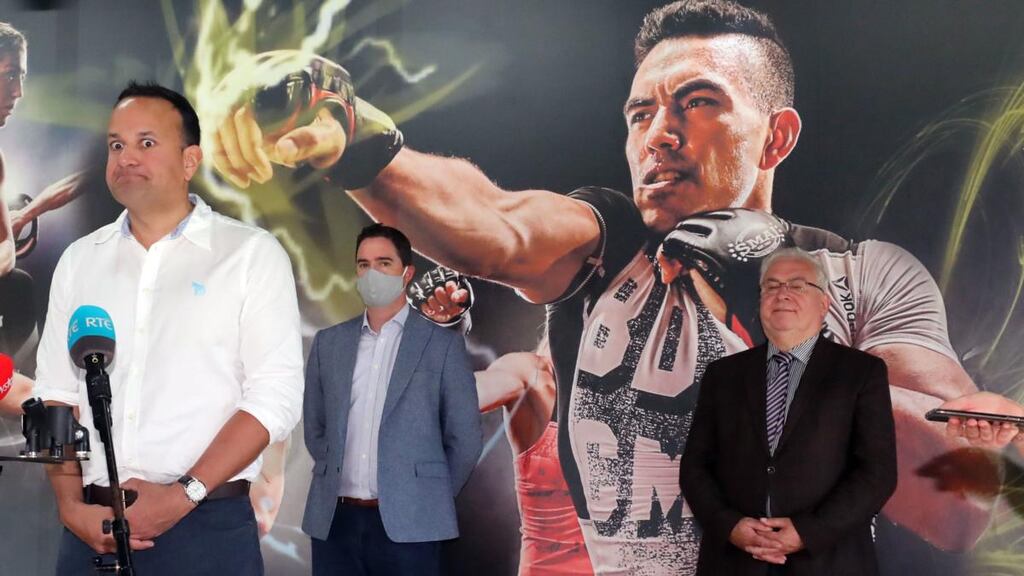 Tánaiste Leo Varadkar speaks to the media during a tour of the K-Leisure facility in Naas, Co Kildare on Monday. Photograph: Niall Carson/PA Wire