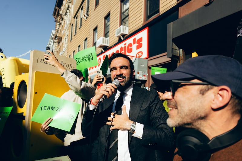 Zohran Mamdani, the Democratic nominee for New York City mayor, during a campaign event in Queens, last weekend. Photograph: Amir Hamja/The New York Times