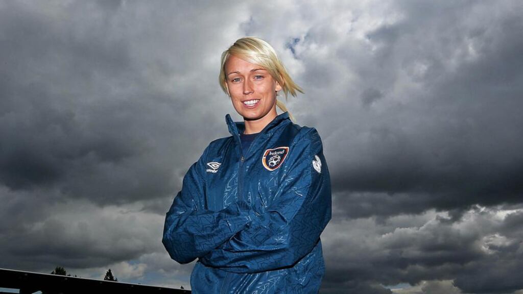 Soccer star Stephanie Roche, who sometimes coaches with Keith at Peamont United. Photograph: Donall Farmer/INPHO