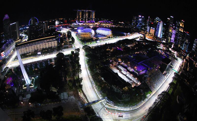 Dutchman Max Verstappen driving the Red Bull Racing RB18 car  on Friday during practice ahead of the Singapore Grand Prix. Photograph: Clive Rose/Getty Images