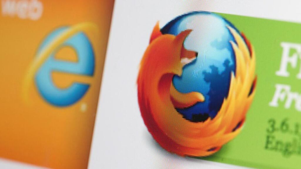 Microsoft’ Explorer logo (left) next to Mozilla’s Firefox logo. “It’s the search function that still astonishes, if you take a moment to think about it.” Photograph: Chris Ratcliffe/Bloomberg