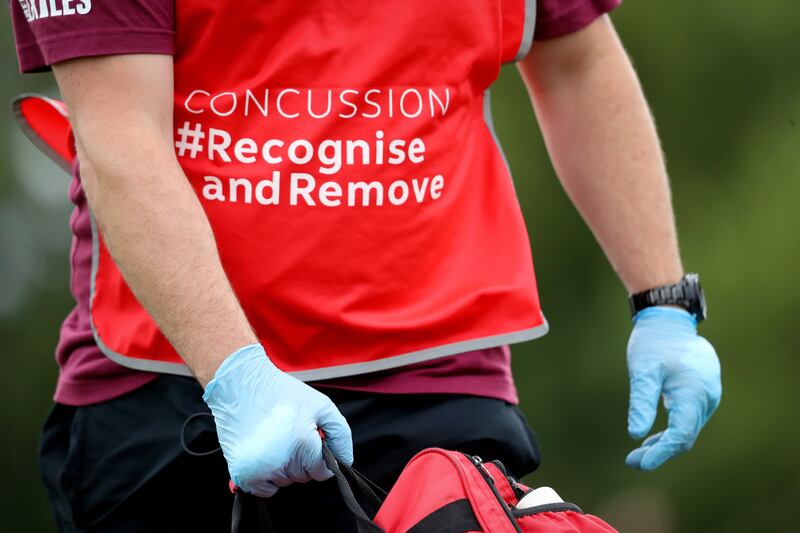 A view of concussion awareness branding. Photograph: Oisín Keniry/Inpho