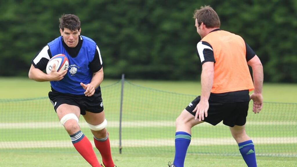 Donncha O’Callaghan training with   the Barbarians ahead of their game against an England XV at Twickenham on Sunday. Photograph:    Tom Dulat/Getty Images