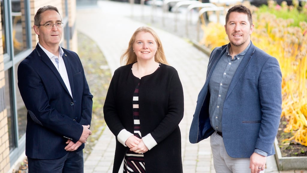 Padraig Maher, Marie Therese Maher and Barry McCann of Nua Surgical. Photograph: Philip Magowan / PressEye