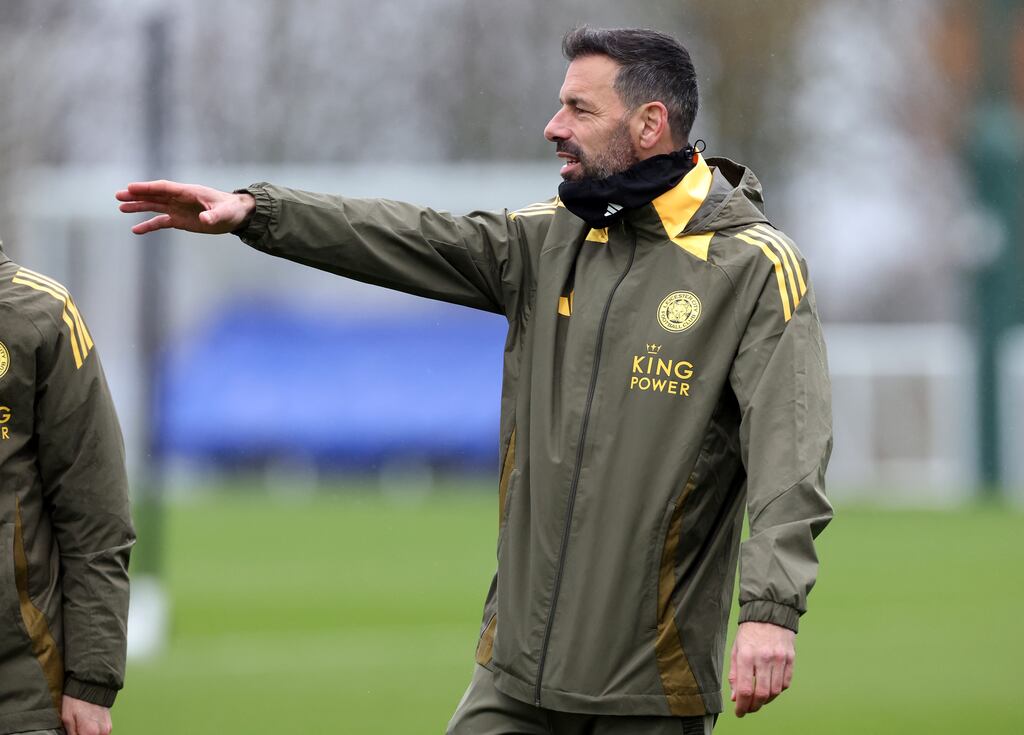 New Leicester City manager Ruud van Nistelrooy during his first training session at Seagrave Training Complex. Photograph: Plumb Images/Leicester City FC via Getty Images